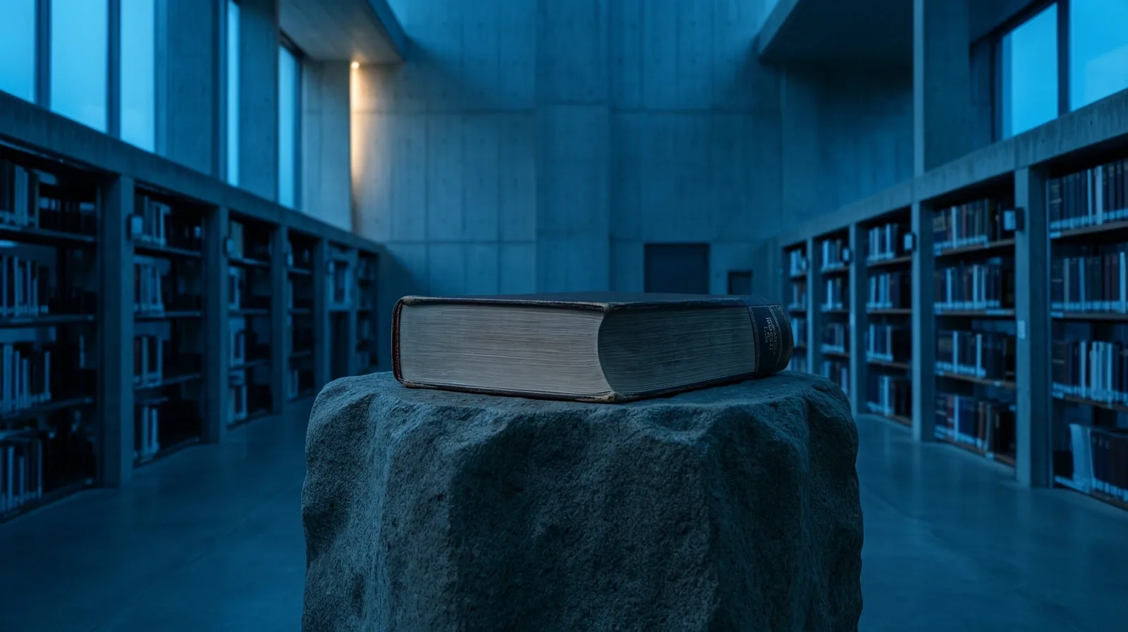 Brutalist architectural foundation representing institutional stability